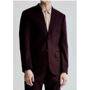 H&M Men 36R Burgundy Skinny Fit Stretch Jacket Blazer Office Dressy Wedding Work